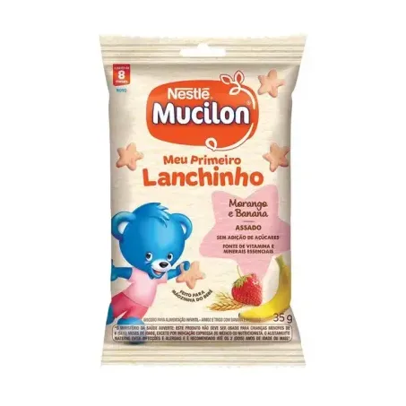 Biscoito Nestlé Mucilon Lanchinho Morango e Banana Pacote 35g 
 