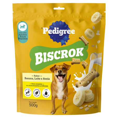 Biscoito Biscrok Pedigree 500g - Adulto - Raças Pequenas - Banana, Leite e Aveia