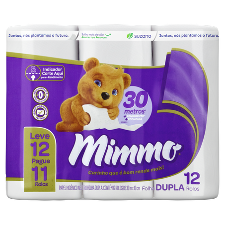 Papel Higiênico Mimmo Folha Dupla 30m Leve 12 Pague 11