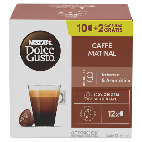 Café em Cápsula Torrado e Moído Caffè Matinal Nescafé Dolce Gusto Caixa 10 Unidades Grátis 2 Cápsulas
