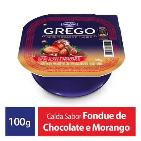 IOGURTE GREGO CALDA FONDUE DE CHOCOLATE COM MORANGO DANONE