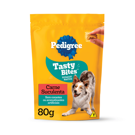 Biscoito caes tasty bites carne pedigree 80g