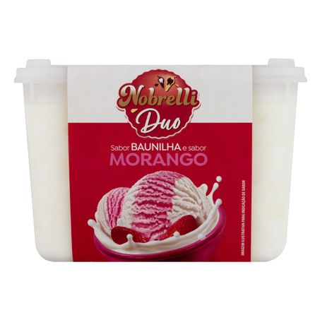 SORVETE BAUNILHA E MORANGO NOBRELLI DUO