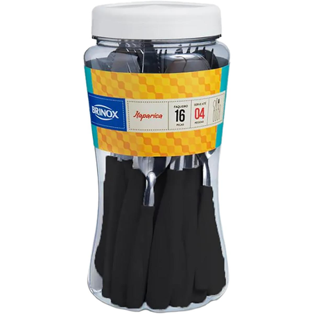 Faqueiro Brinox Itaparica - Com 16 Peças - Preto - Ref. 6000/719