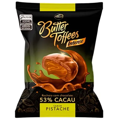 Bala Arcor 90g Butter Toffees 53 Cacau Pistache