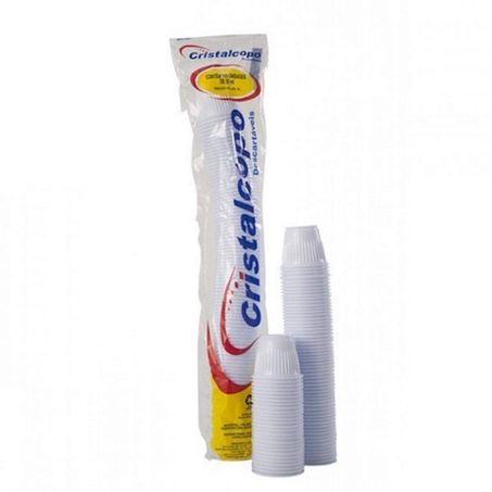Copo Plast 50ml Cristalcopo C/100 Branco/Translucido