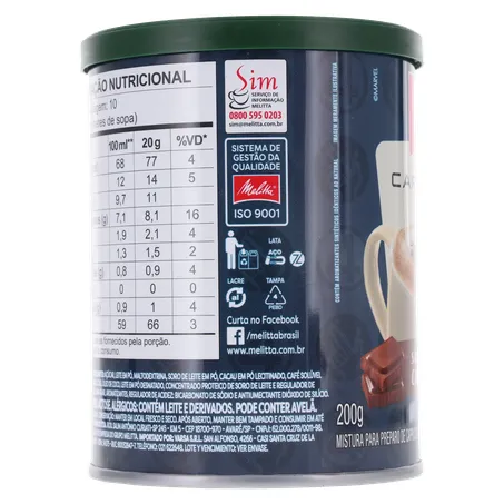 MISTURA CAPPUCCINO MELITTA CHOCOLATE 200G 360-27