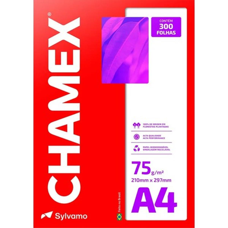 Papel A4 Chamex Branco - Com 300 Folhas