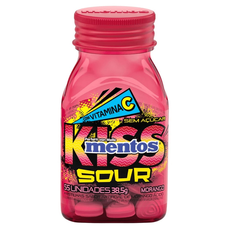 Pastilha kiss sour morango mentos 38.5g