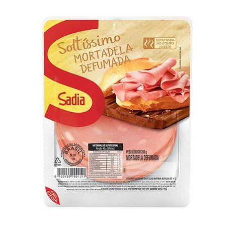 Mortadela Sadia Soltíssimo Defumada Fatiada Embalagem 200G