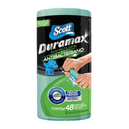 Pano reutilizável scott duramax antibacteriano rolo c-48unid
