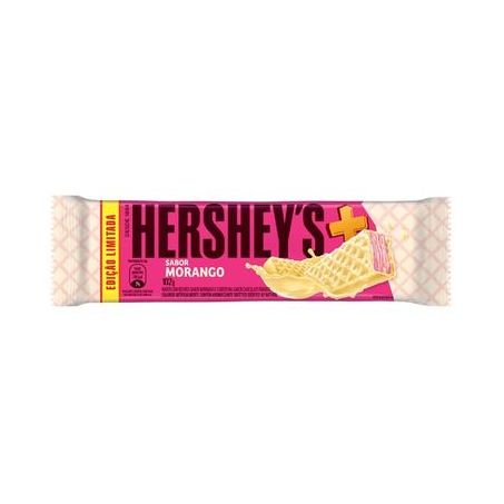 Wafer Recheio Morango Cobertura Chocolate Branco Hershey's Mais Pacote 102G