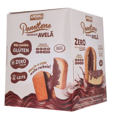 PANETONNE AMINNA S/GLÚTEN CREME DE AVELÃ 240G 360-30