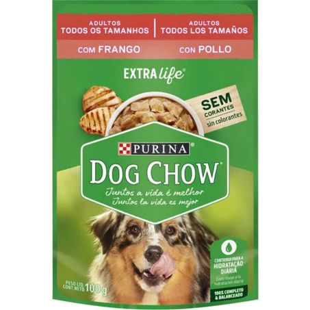 Sache alim p/caes dog chow filhote r.td.tamanhos frango 100g