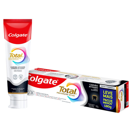 Creme Dental Colgate Total 12 180g - Carvão Ativado - Preço Especial