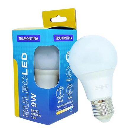 LAMPADA TRAMONTINA BULBO LED BRANCA E27 9W 6500K