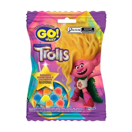 BALA GELATINA GO JELLY 70G TROLLS