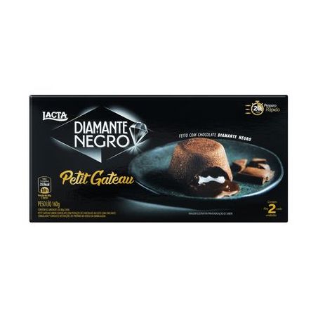Petit Gâteau Congelado Chocolate Recheio Diamante Negro Lacta Caixa 2 Unidades 160G