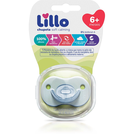 CHUPETA LILLO SOFT CALMING SILICONE SIMETRICA AZUL TAMANHO 2