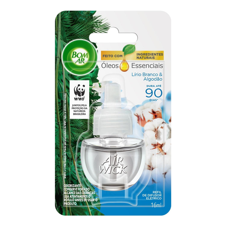 Odorizador Elétrico de Ambiente Lírio Branco e Algodão Bom Ar Refil 16Ml