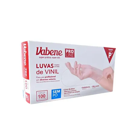 LUVA DE VINIL S/ PÓ PEQUENA C/100UN VABENE
