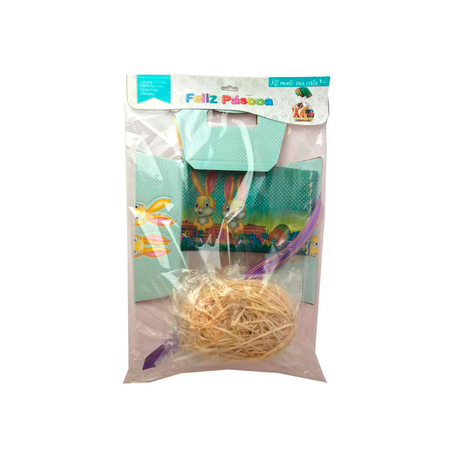 Kit Embalagem Questão Gosto Páscoa Bandeja Laço/Palha/Saco