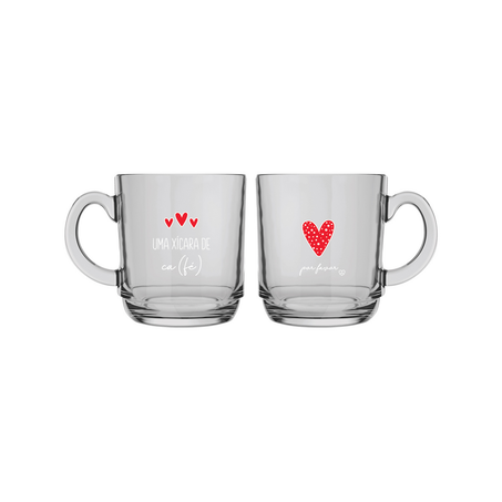Caneca vidro allmix love uma xicara de café 300ml