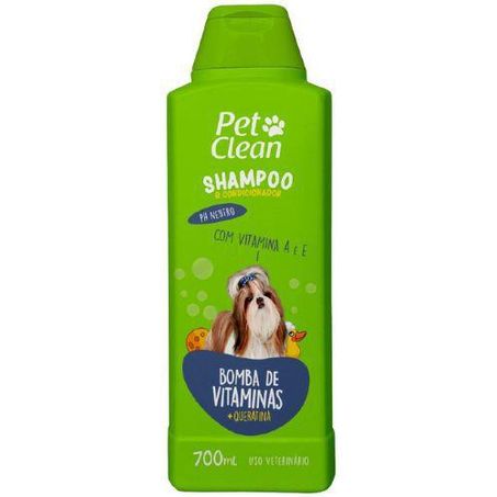 Shampoo e condicionador pet clean bomba de vitaminas + queratina 700ml