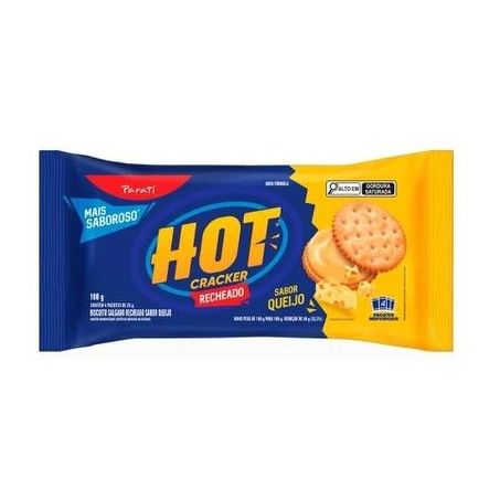 Biscoito hot cracker recheador sabor queijo parati 100g