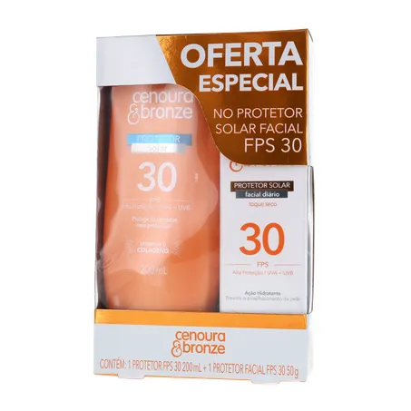 Kit cenoura e bronze protetor solar 200ml + facial 50g fps 30 360-1