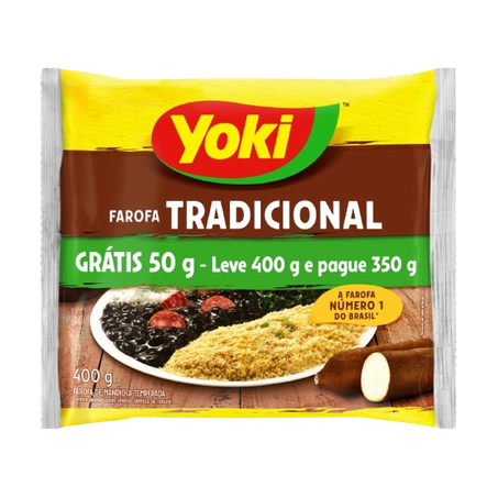 Farofa Mandioca Yoki Tradicional Pacote Leve 400g Pague 350g 
 