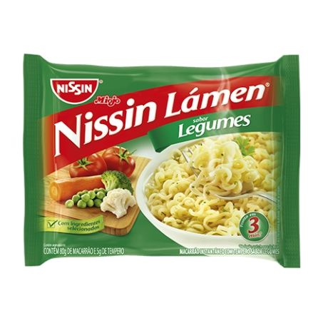 Macarrão Instantâneo Nissin Lámen Legumes Embalagem 85G