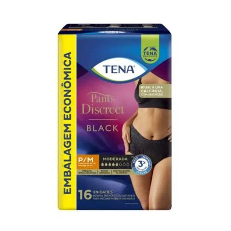 Roupa íntima discreet black p/m tena c/16