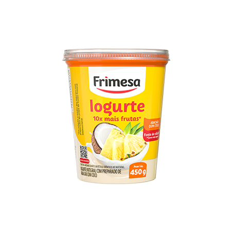 Iogurte Frimesa 450g Pedaco Fruta Abacaxi Com Coco