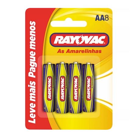 PILHA RAYOVAC AA PC 8 UN