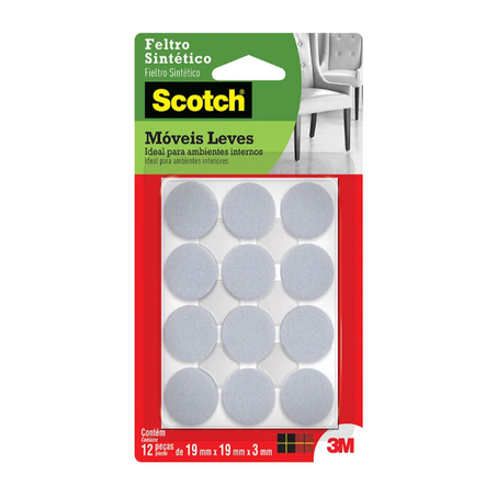 FELTRO MÓVEIS REDONDO BRANCO PEQUENO 19MM SCOTCH 3M