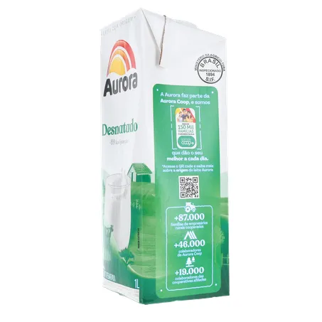 Leite aurora desnatado 1l 360-24