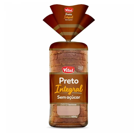 PÃO VITAL PRETO ZERO AÇÚCAR&LACTOSE 400G 36,1%INTE