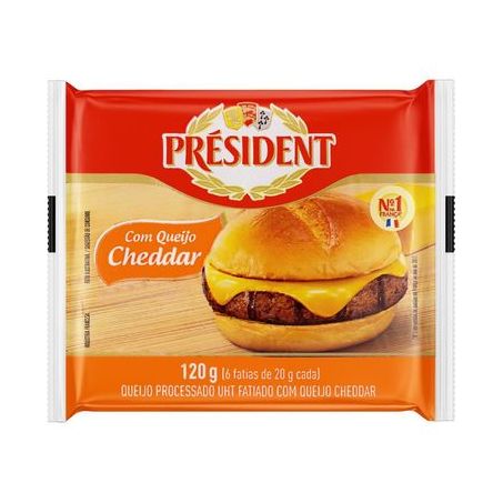QUEIJO PRESIDENT CHEDDAR FATIADO 120G