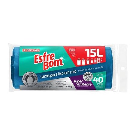 Saco Lixo Rolo 15L EsfreBom 40un