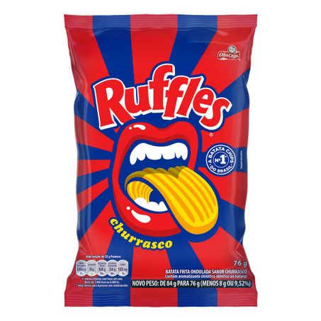 Batata frita ondulada churrasco elma chips ruffles pacote 76g