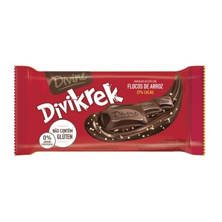 Chocolate divine divikrek 37% cacau com flocos de arroz 130g