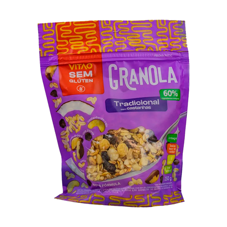 GRANOLA SEM GLUTEN TRADICIONAL COM CASTANHAS 250G