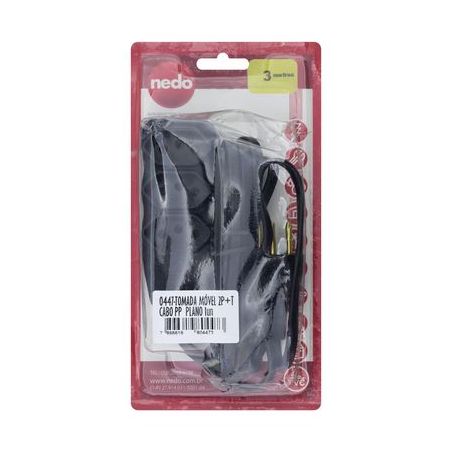 Extensão 3 Tomadas Preto 2p + T Nedo X 0,75mm² 127 - 250v 3M