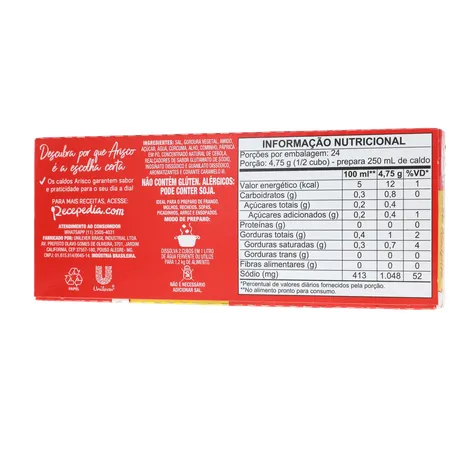 CALDO EM TABLETE ARISCO GALINHA CAIPIRA 114G 360-20