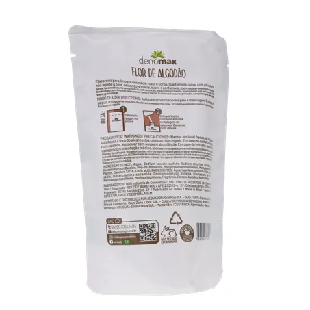 SABONETE LÍQUIDO DENOMAX SACHÊ FLOR DE ALGODÃO 200ML 360-16