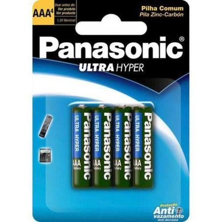PILHA COMUM AAA PANASONIC ULTRA HYPER 4 UNIDADES 1,5V
