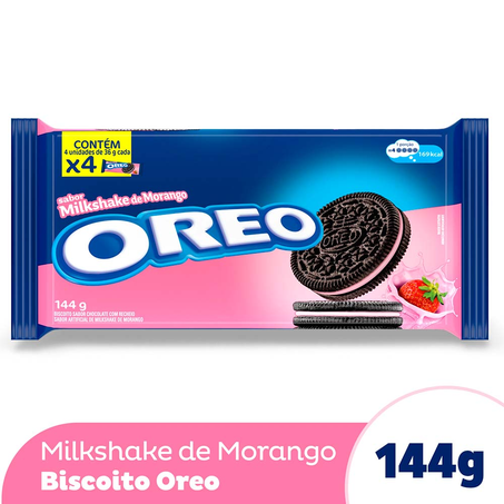 Biscoito Oreo Milkshake Morango Pacote 144G