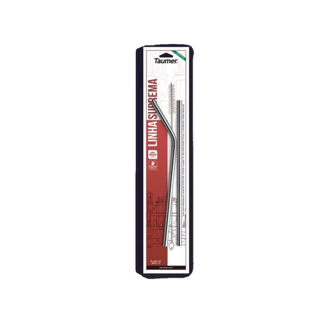 Conjunto Canudo Taumer Inox Reto e curvado com Escova