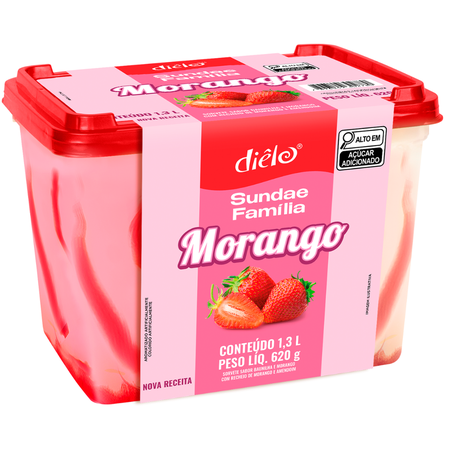 Sorvete dielo sundae familia morango pote 1,3l